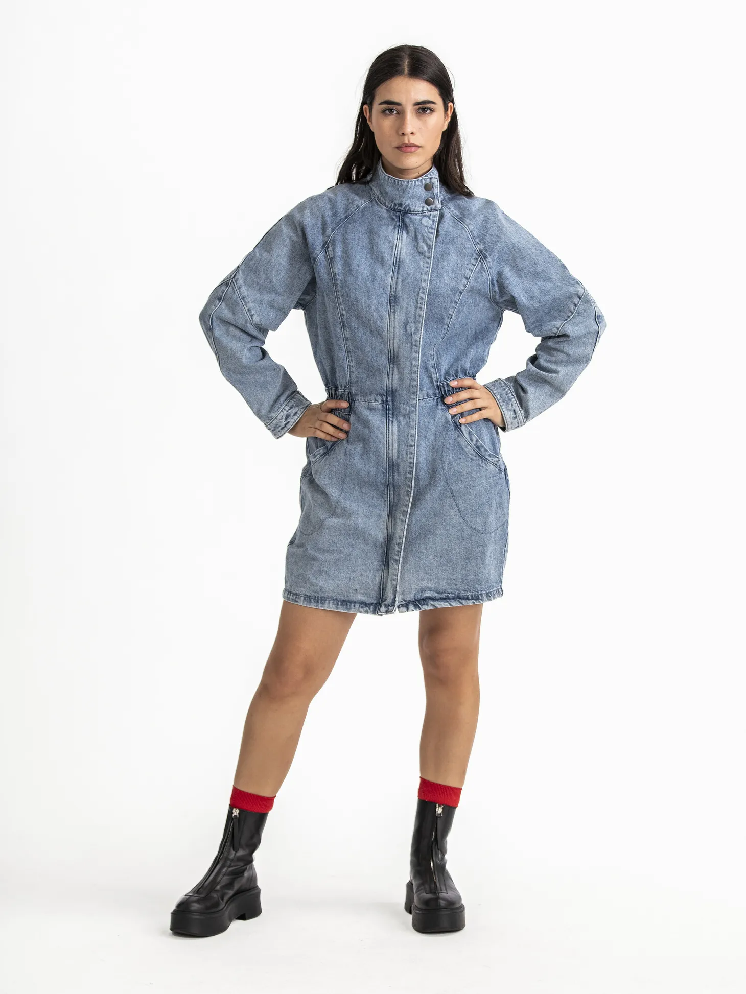 Sofie Schnoor Mini denimjurk met kraag Light+Denim+Blue Sale