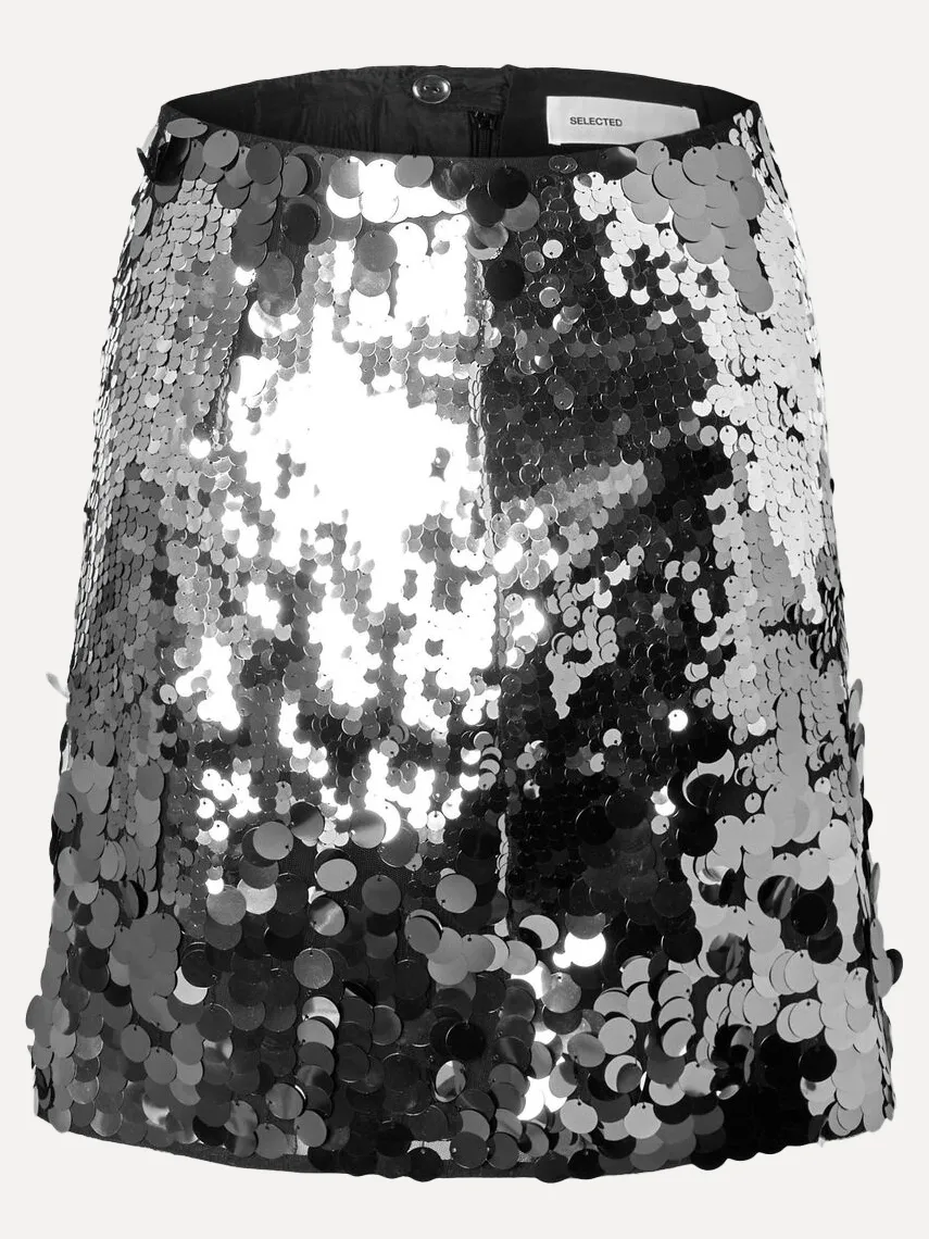 Selected Minirok met pailletten Tana Silver Hot