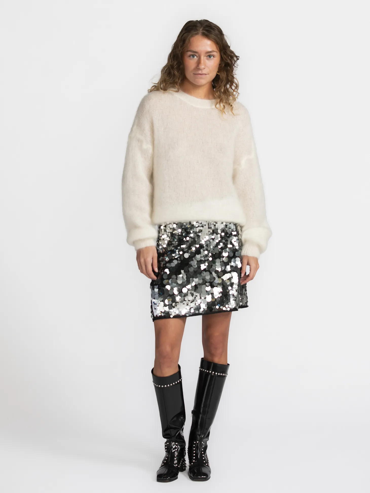 Selected Minirok met pailletten Tana Silver Hot