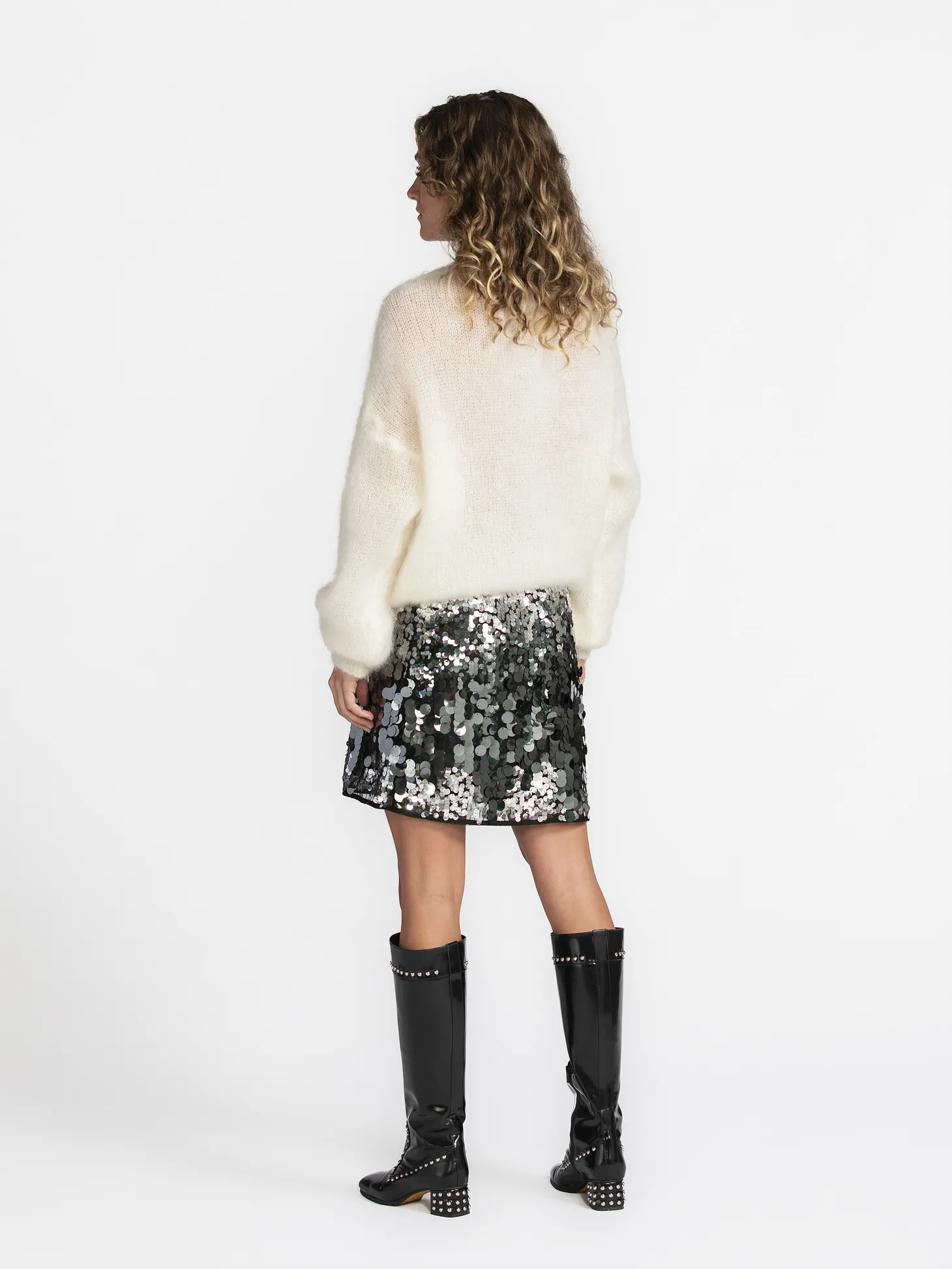Selected Minirok met pailletten Tana Silver Hot