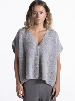 Le Marais Mouwloos gebreid vest Live Grey+Melange Online