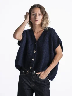 Le Marais Mouwloos gebreid vest Live Navy Outlet