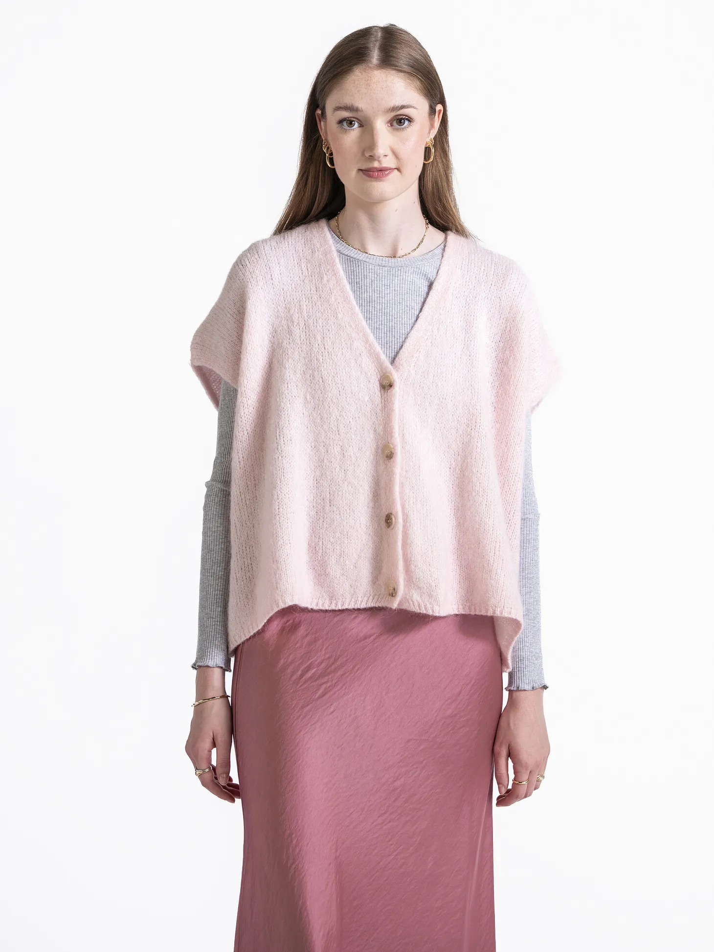 Le Marais Mouwloos gebreid vest Live Pink Hot