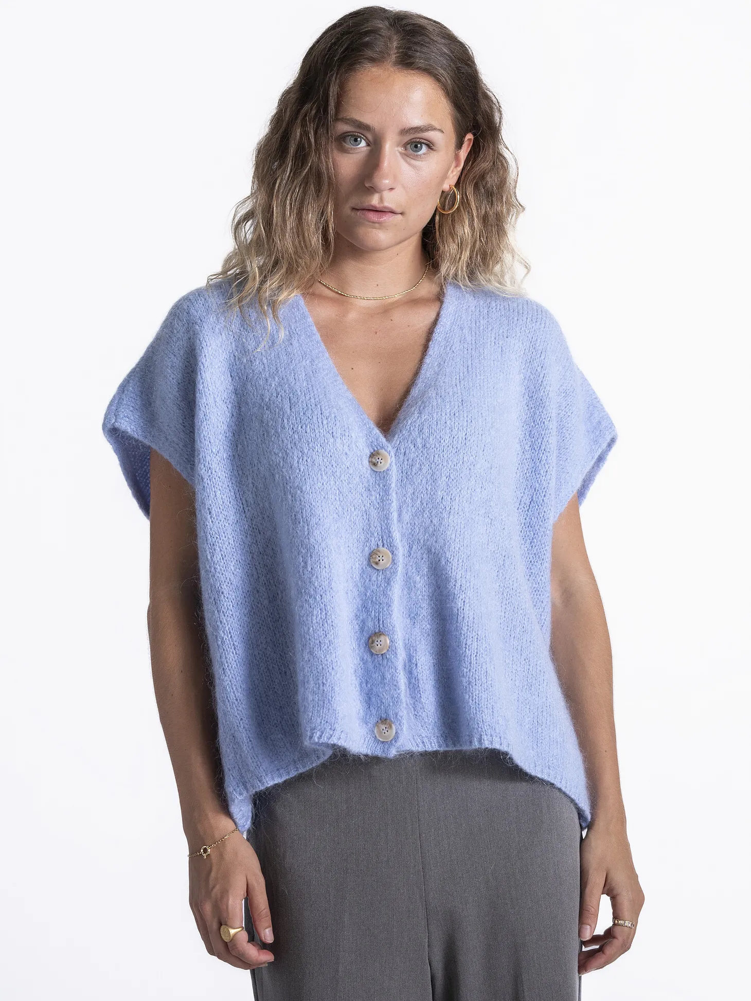 Le Marais Mouwloos gebreid vest Live Grey+Melange Online