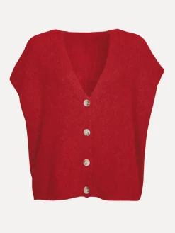 Le Marais Mouwloos gebreid vest Live Red Discount
