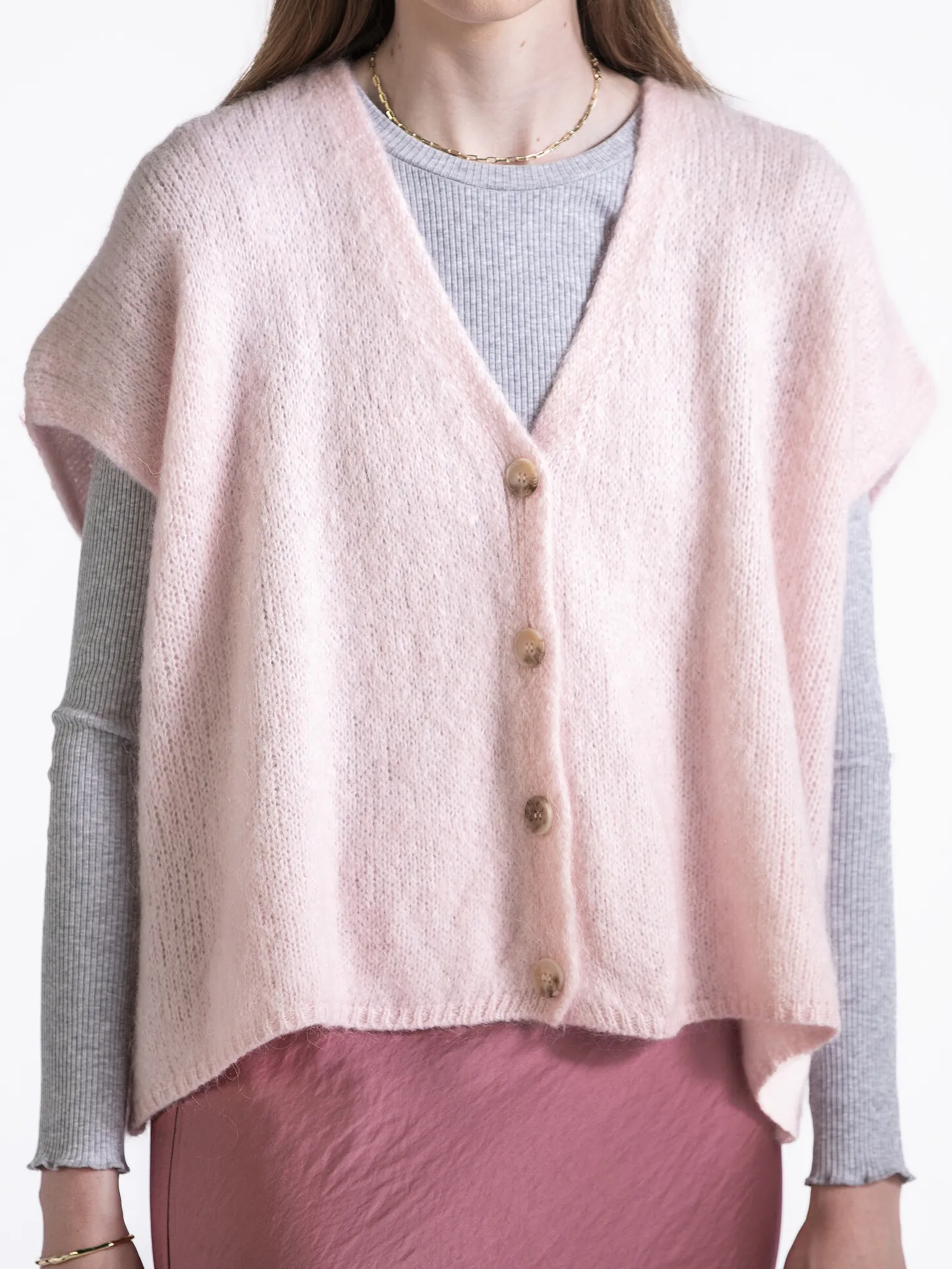 Le Marais Mouwloos gebreid vest Live Pink Hot