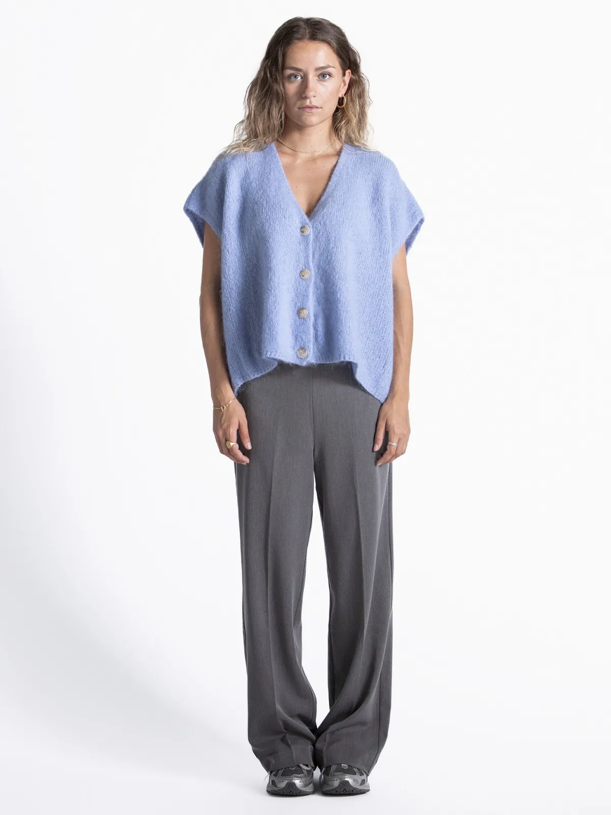 Le Marais Mouwloos gebreid vest Live Light+Blue Fashion
