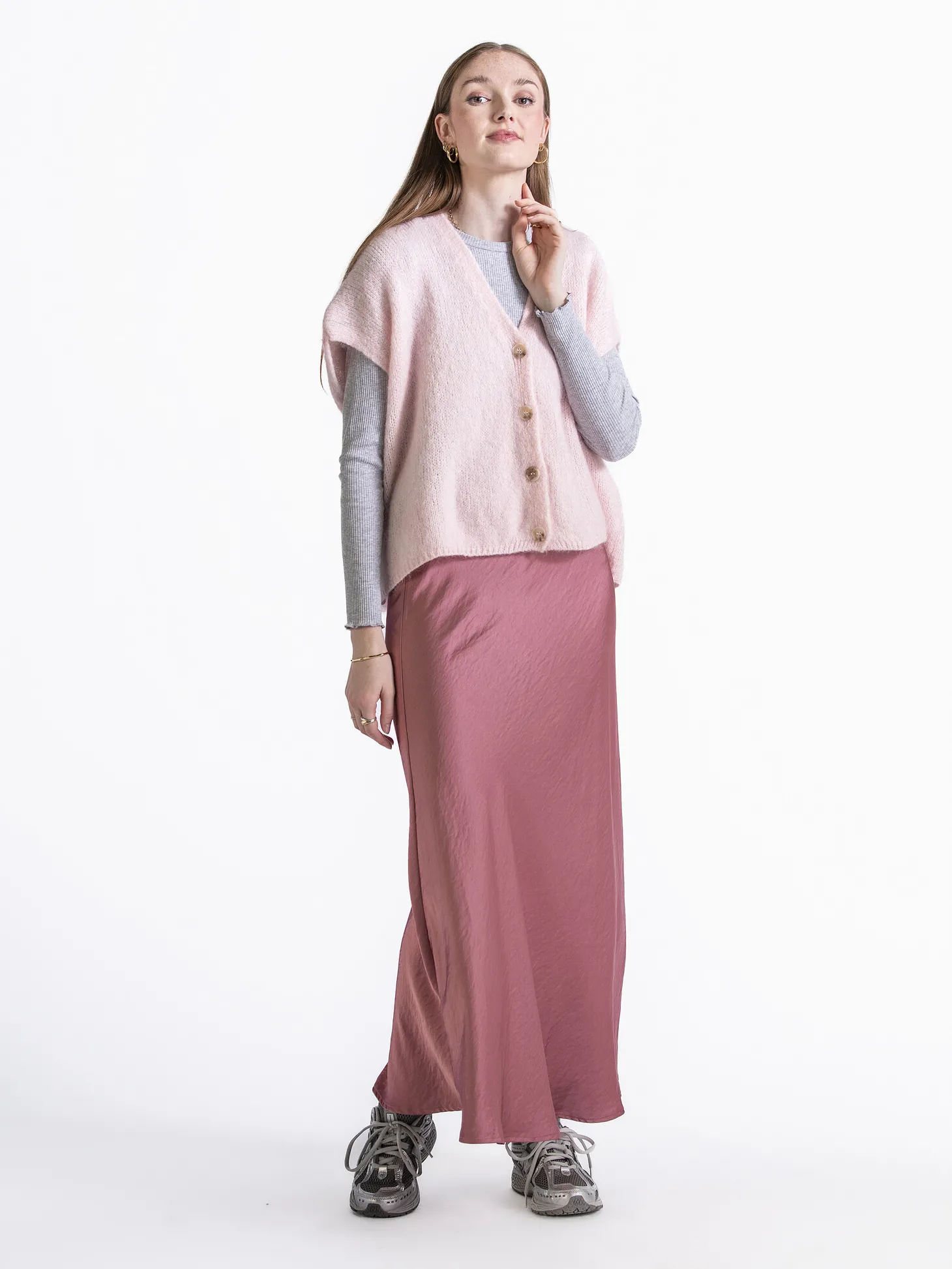 Le Marais Mouwloos gebreid vest Live Pink Hot