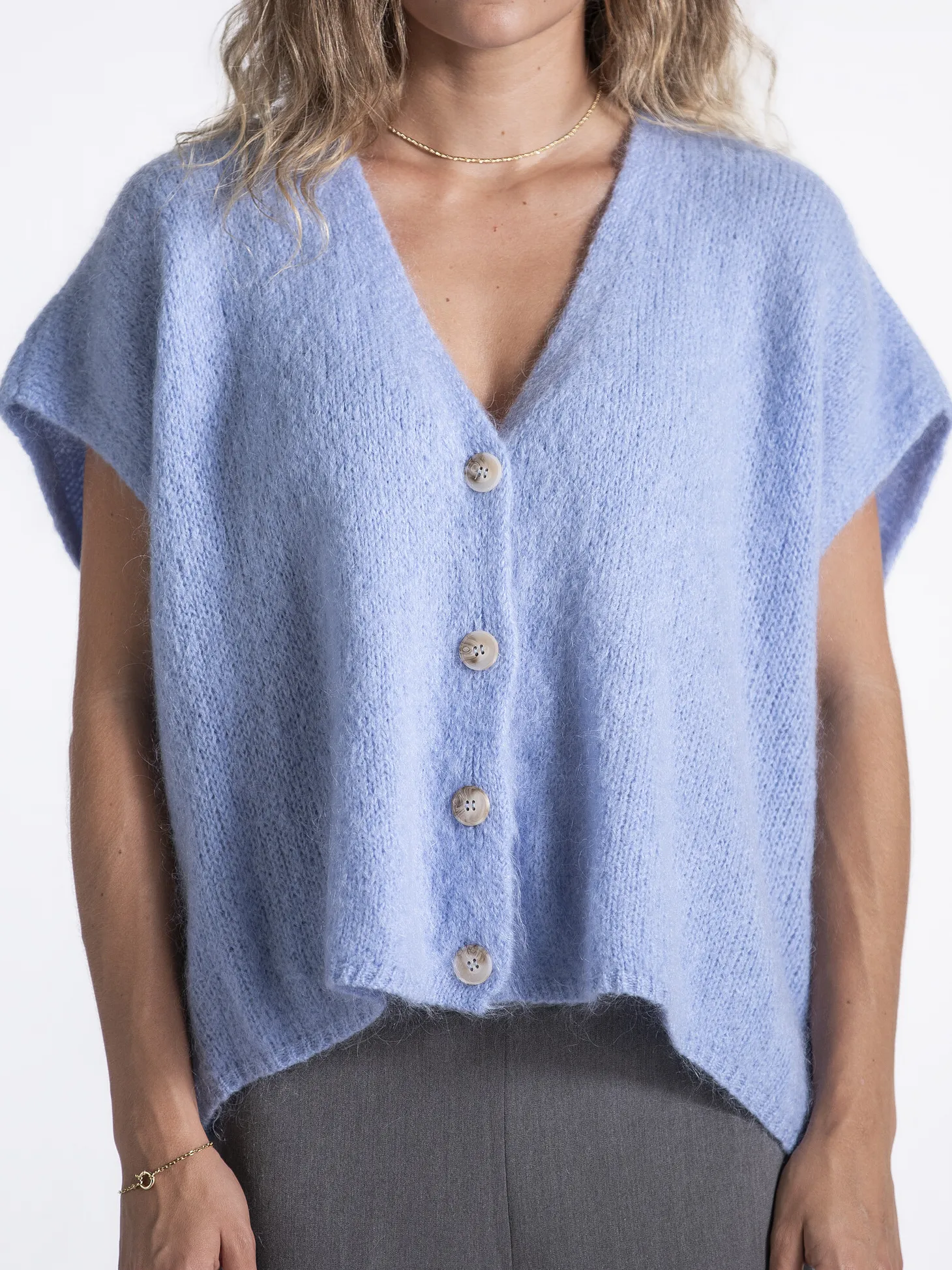 Le Marais Mouwloos gebreid vest Live Grey+Melange Online