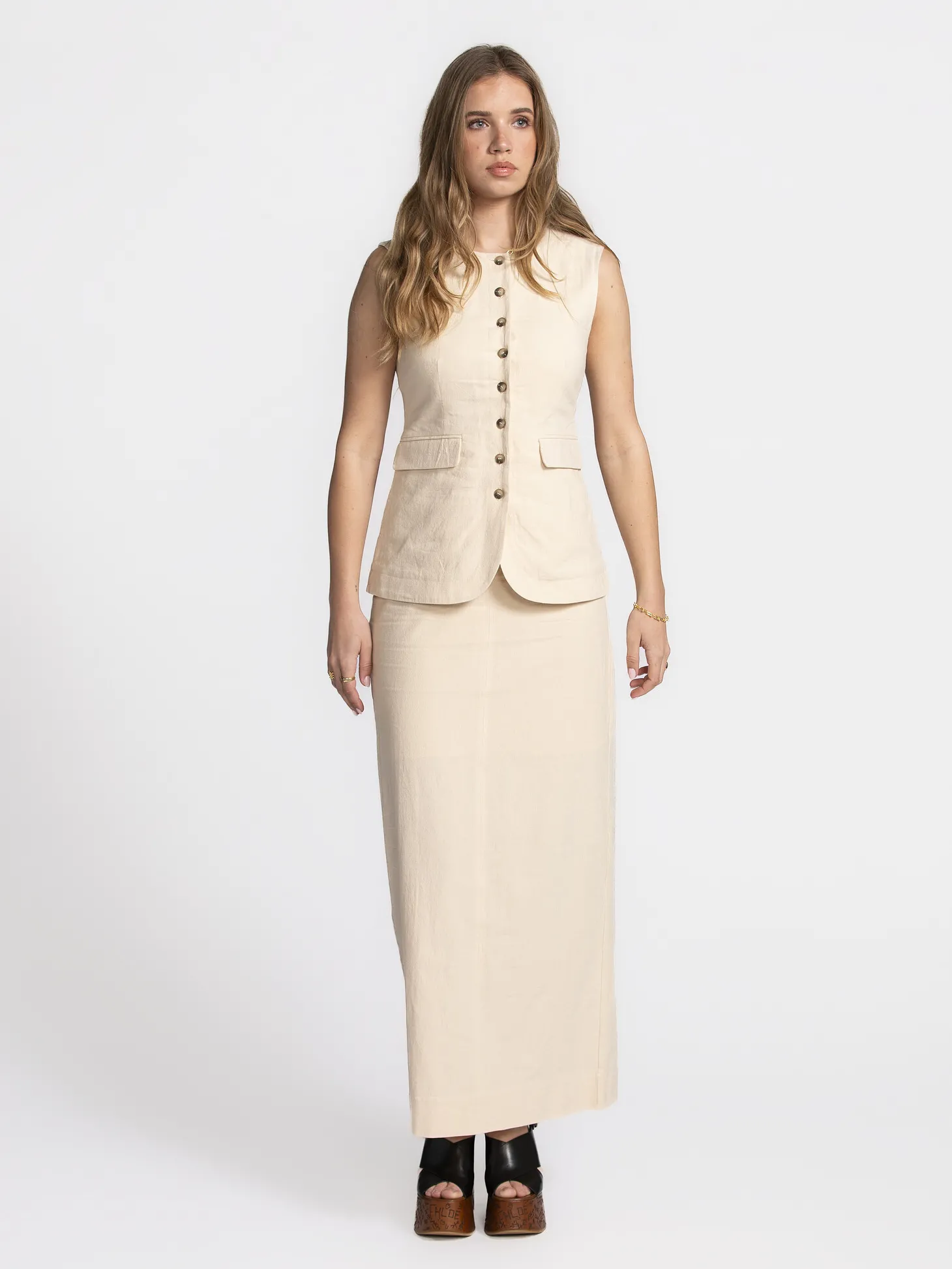 Selected Mouwloos gilet Iluna Sandshell Hot