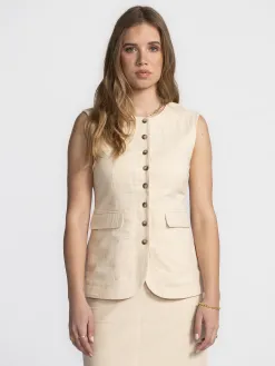 Selected Mouwloos gilet Iluna Sandshell Hot