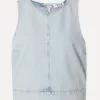 Edited Mouwloze denim top Raina Ultra+Light+Blue Discount