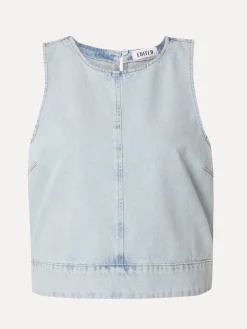 Edited Mouwloze denim top Raina Ultra+Light+Blue Discount