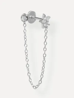Les Soeurs Oorbel Cora Strass Chain Silver New