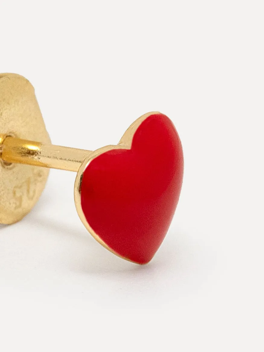 Les Soeurs Oorbel Jolie Red Heart Gold Clearance