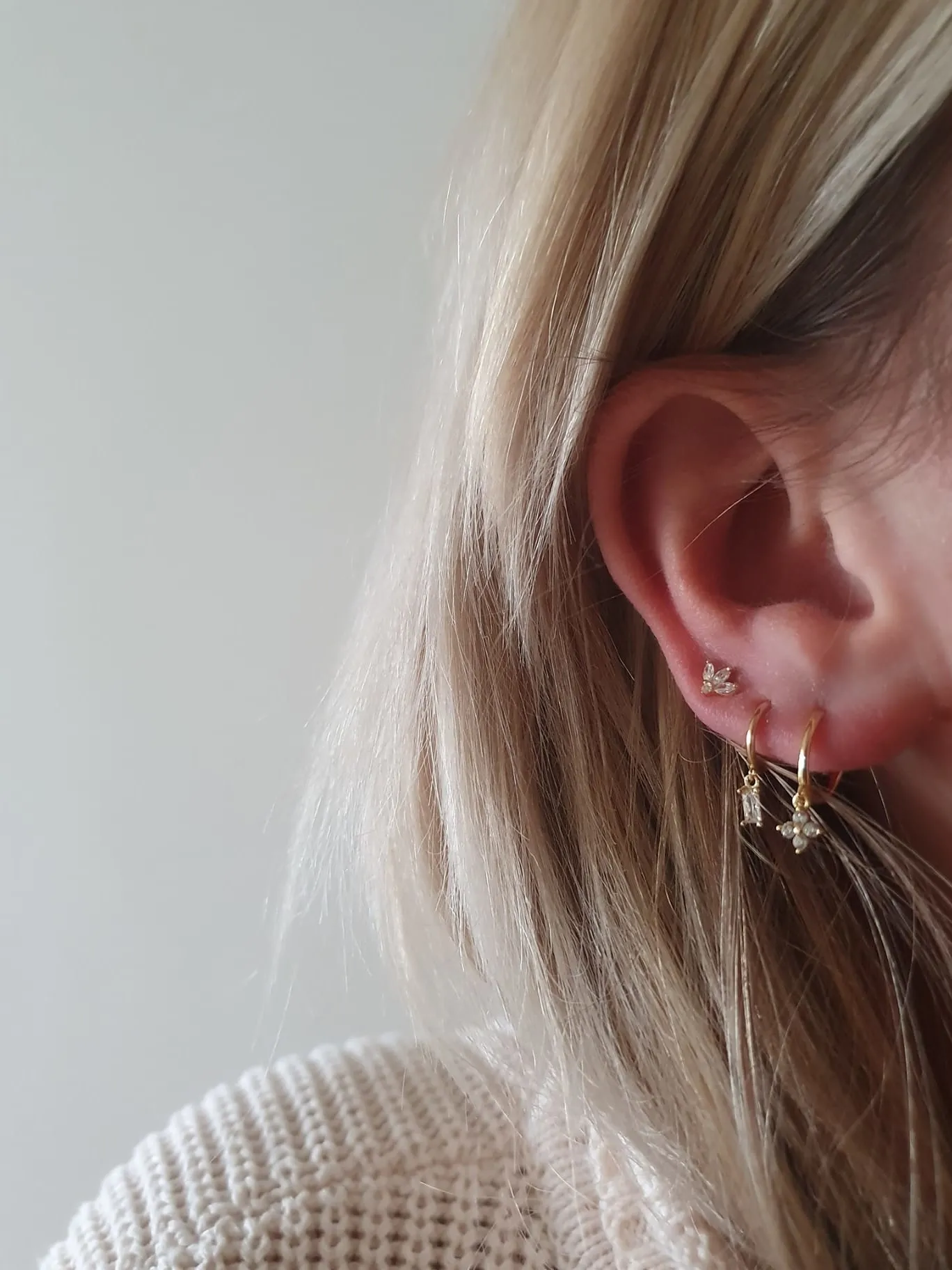 Les Soeurs Oorbel Jolie Triple Leaf Gold+Clear New