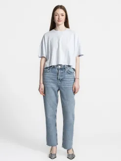 Les Soeurs Rechte jeans Cruz Mid+Blue+Denim New