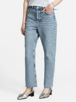 Les Soeurs Rechte jeans Cruz Mid+Blue+Denim New