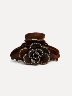 Les Soeurs Resin haarspeld Bloem Brown+Strass Fashion