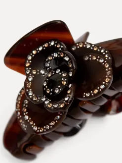 Les Soeurs Resin haarspeld Bloem Brown+Strass Fashion