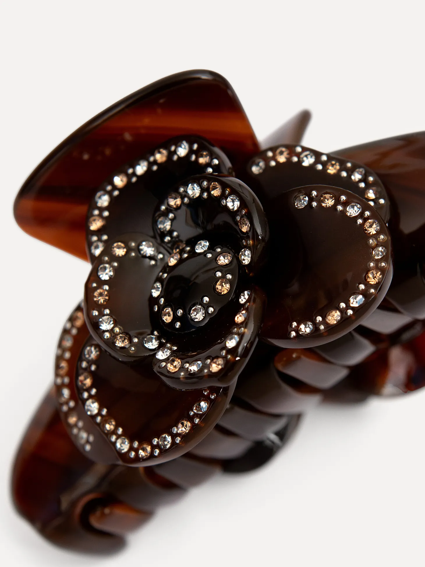 Les Soeurs Resin haarspeld Bloem Brown+Strass Fashion