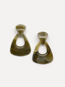 Les Soeurs Resin oorbellen set Merel Green+Marble Hot