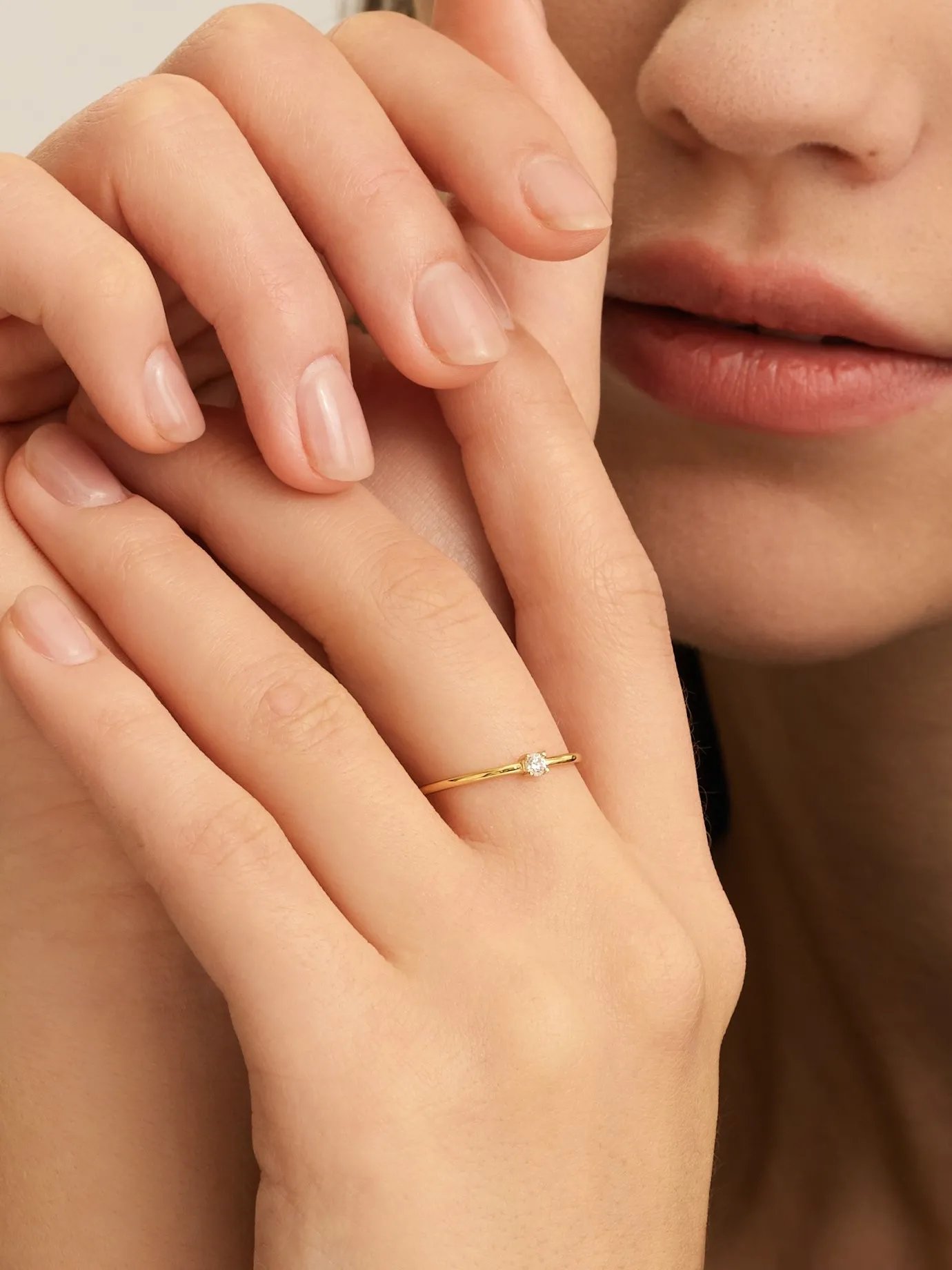 Les Soeurs Ring Chloe Moodstone Clear+Gold New