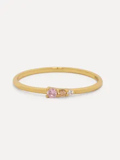 Les Soeurs Ring Chloe Vintage Triple Stone Pink+Gold Hot