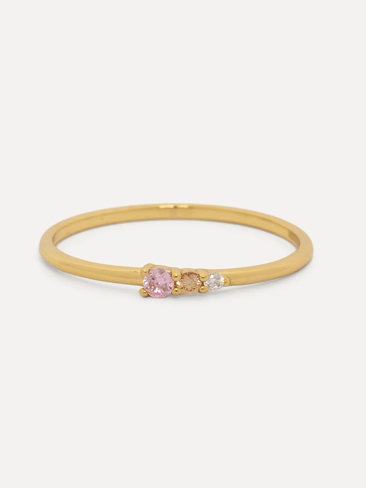 Les Soeurs Ring Chloe Vintage Triple Stone Pink+Gold Hot