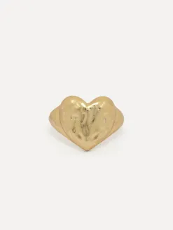 Les Soeurs Ring Claire Hammered Heart Gold Clearance