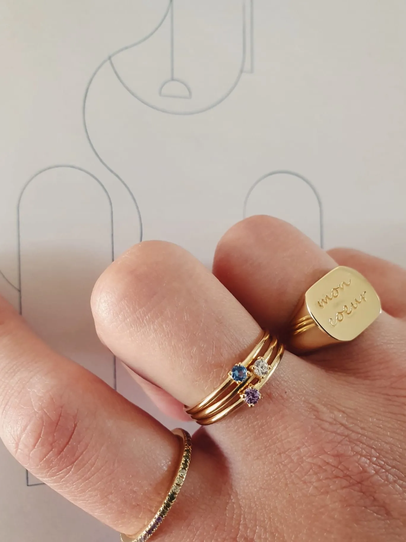 Les Soeurs Ring Gilda Mon Coeur Gold Clearance