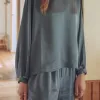 Les Soeurs Satijnen blouse Dorota Dark+Blue+Denim Clearance