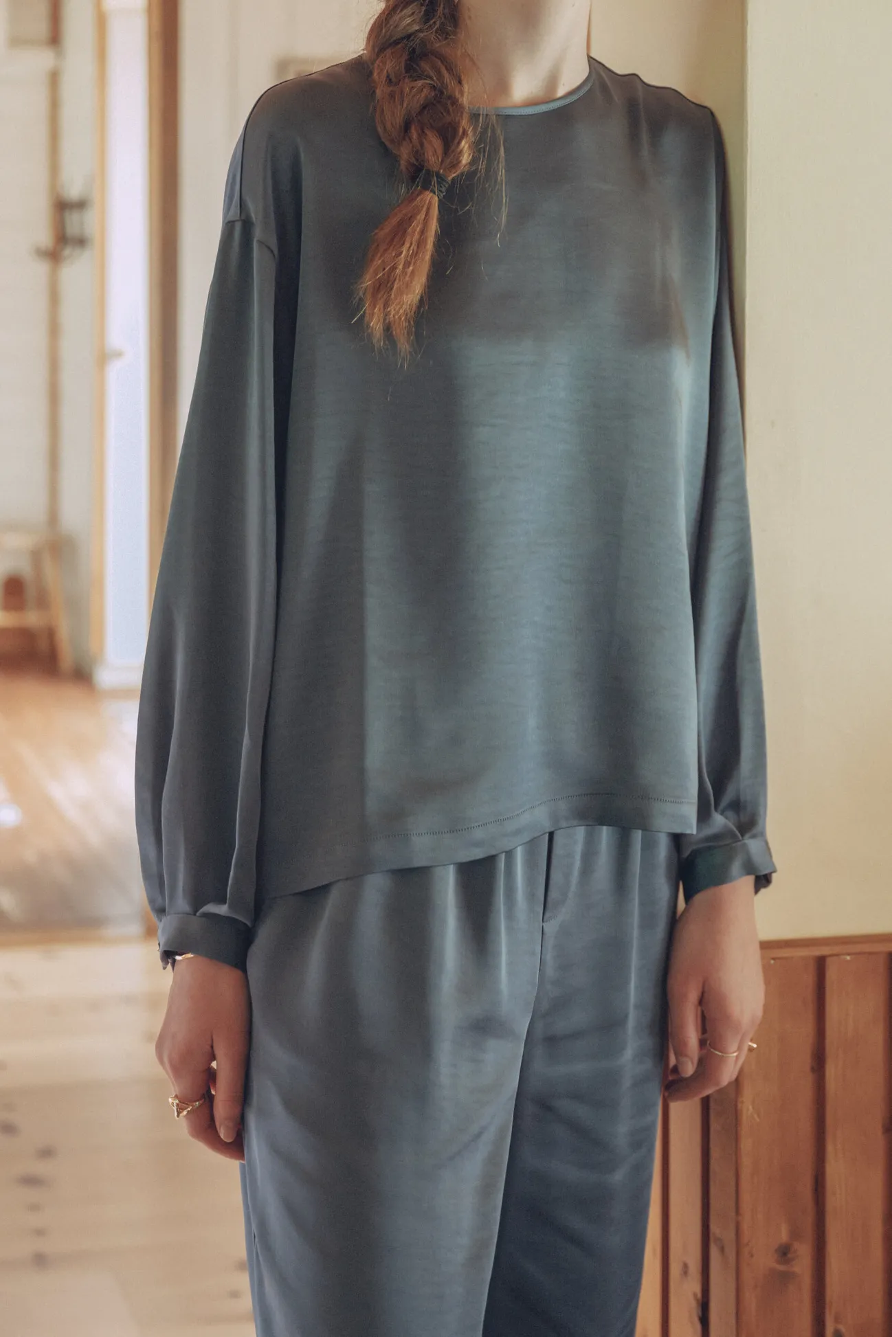 Les Soeurs Satijnen blouse Dorota Dark+Blue+Denim Clearance