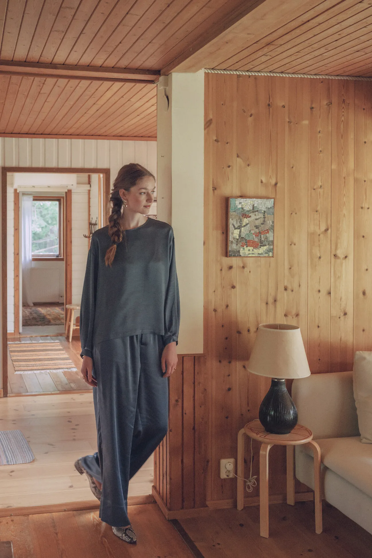 Les Soeurs Satijnen blouse Dorota Dark+Blue+Denim Clearance