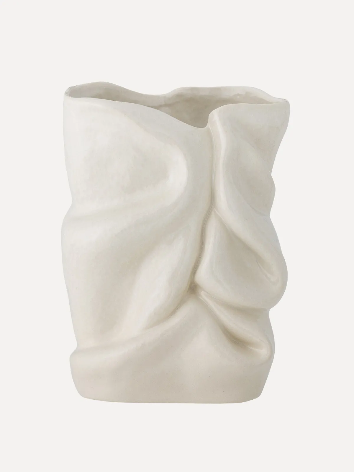 Bloomingville Sculpturale Vaas Fabrice White+Stoneware Sale