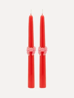 Anna + Nina Set van 2 Kaarsen Loving Strik Red New