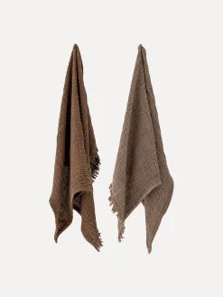 Bloomingville Set van twee keukenhanddoeken Malucca Brown+Cotton Sale
