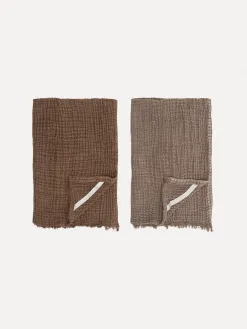 Bloomingville Set van twee keukenhanddoeken Malucca Brown+Cotton Sale