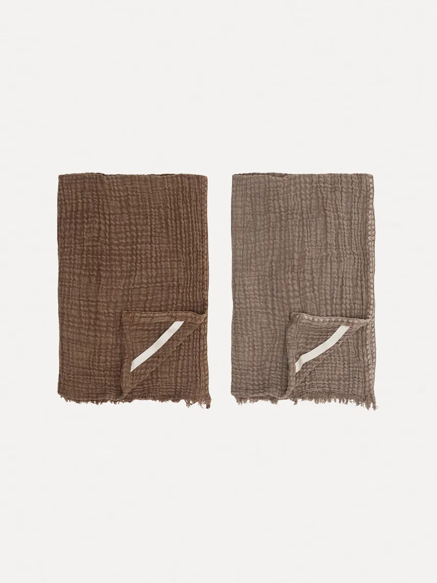 Bloomingville Set van twee keukenhanddoeken Malucca Brown+Cotton Sale