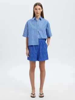 Selected Short broderie anglaise Laerke Dazzling+Blue Discount