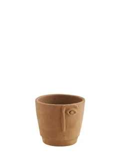Madam Stoltz Terracotta Bloempot Gezicht Brown Outlet