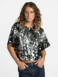 Selected Top met pailletten Tana Silver Best