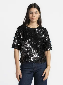 Le Marais Top met sequins Kae Black New