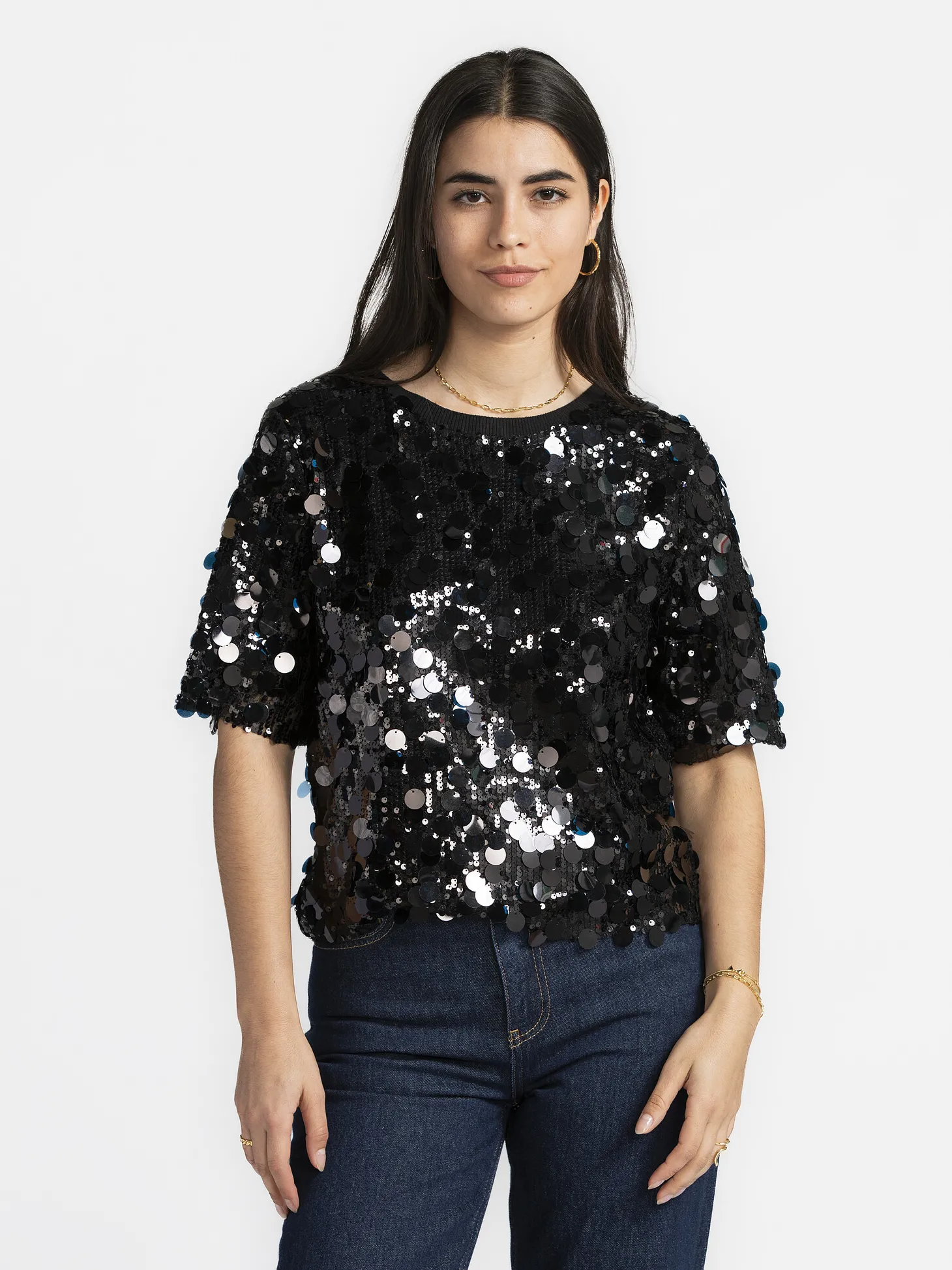 Le Marais Top met sequins Kae Black New