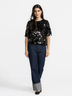Le Marais Top met sequins Kae Black New