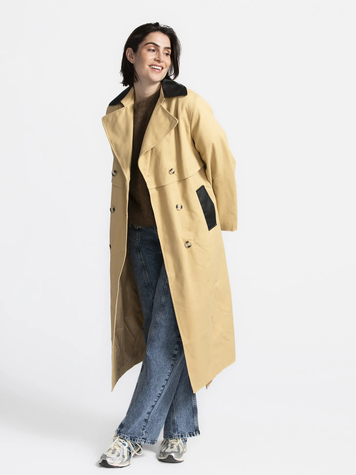 Edited Trenchcoat Aiko Beige+With+Black Clearance