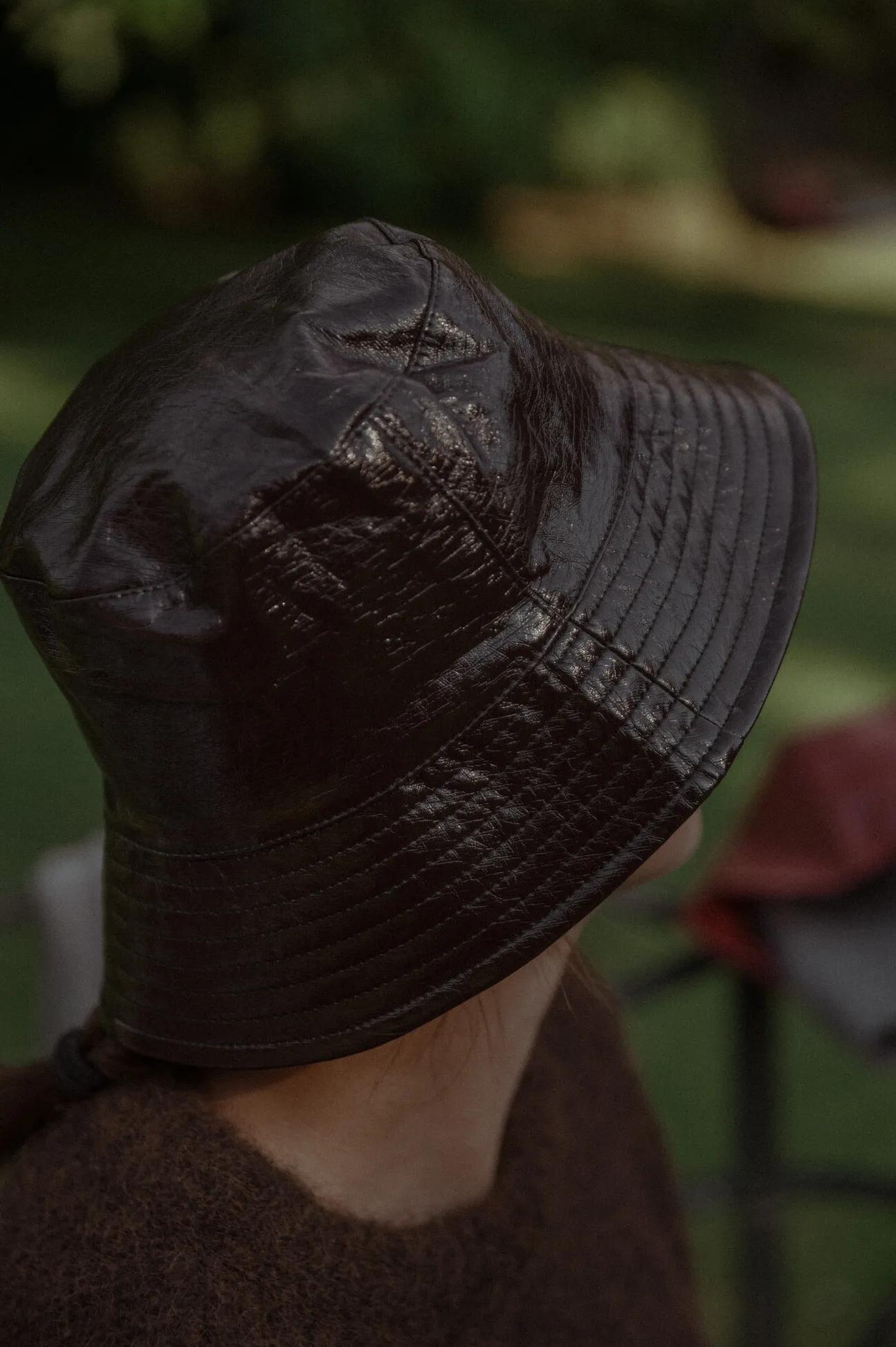 Les Soeurs Vegan leren bucket hat Penny Dark+Brown Clearance