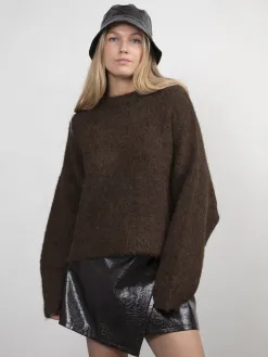 Les Soeurs Vegan leren bucket hat Penny Dark+Brown Clearance