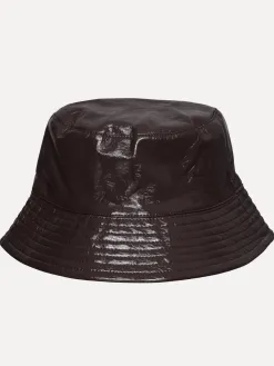 Les Soeurs Vegan leren bucket hat Penny Dark+Brown Clearance