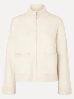 Selected Vest met rits Sia Ras Birch+Melange Clearance